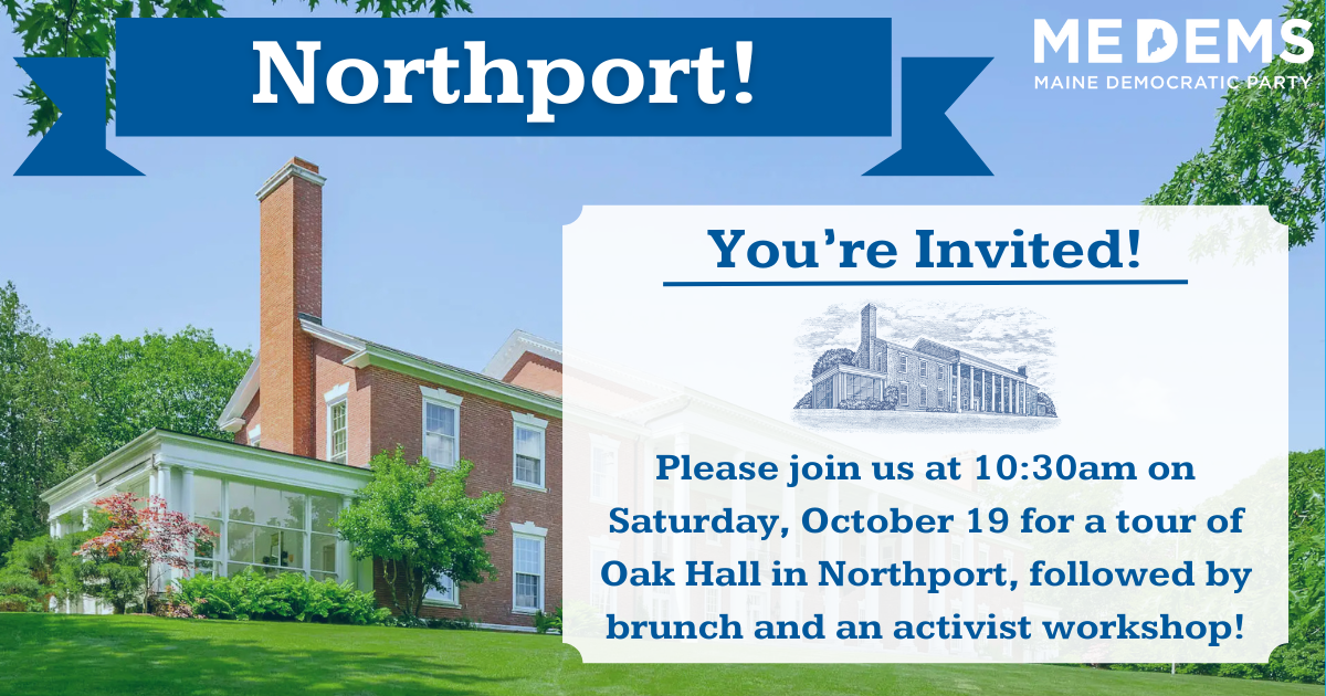 Northport! You're invited! Please join us at 0:30am on Saturday, October 19 for a tour of Oak Hall in Northport, followed by brunch and an activist workshop!